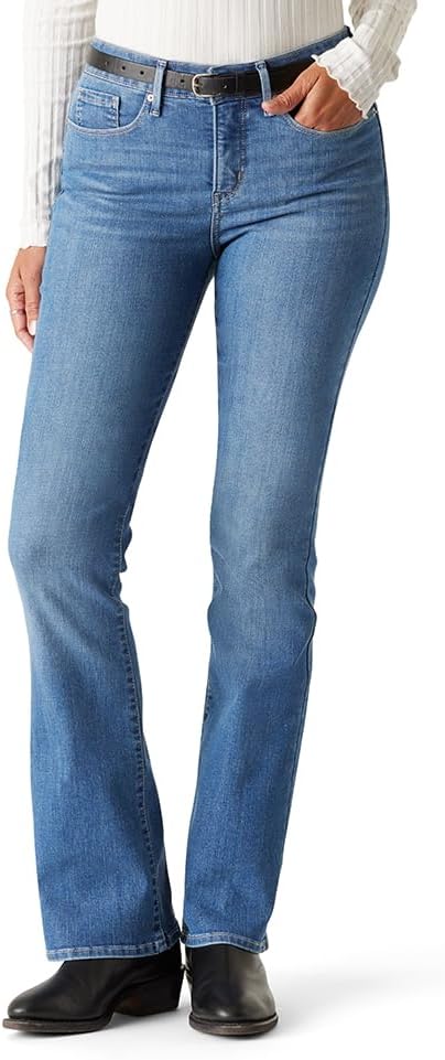 Levi Strauss Signature Gold Totally Shaping bootcut jeans in a light blue wash, on a model