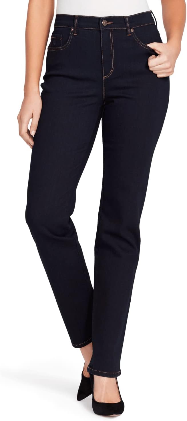 Gloria Vanderbilt Amanda classic tapered jeans on a model, color option 14 of 88
