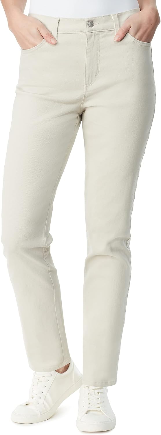 Gloria Vanderbilt Amanda classic tapered jeans on a model, color option 40 of 88