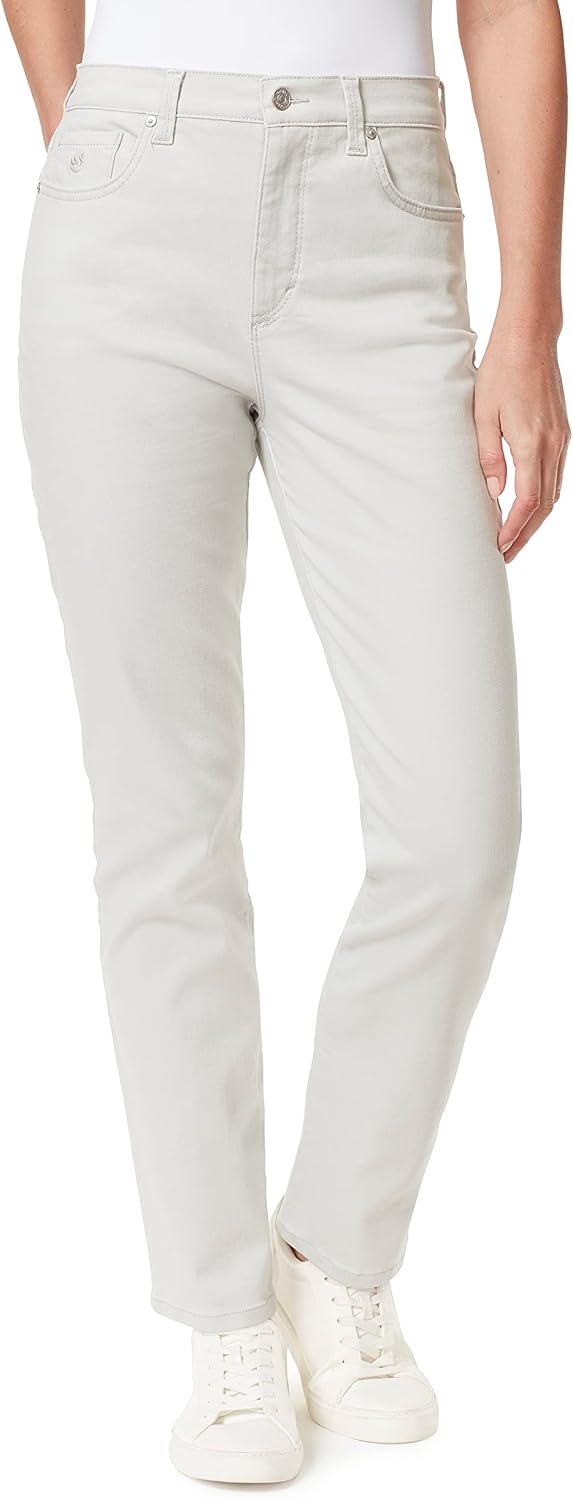 Gloria Vanderbilt Amanda classic tapered jeans on a model, color option 38 of 88
