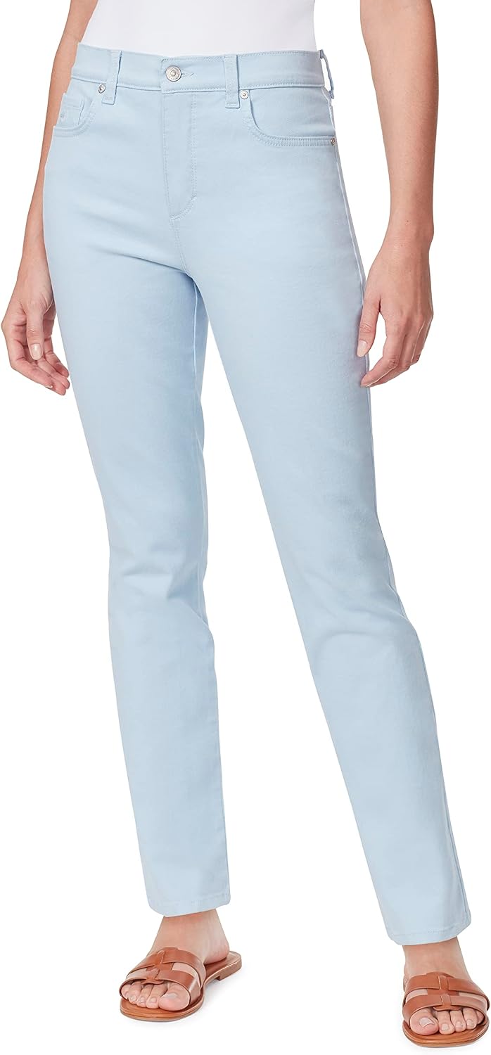 Gloria Vanderbilt Amanda classic tapered jeans on a model, color option 37 of 88