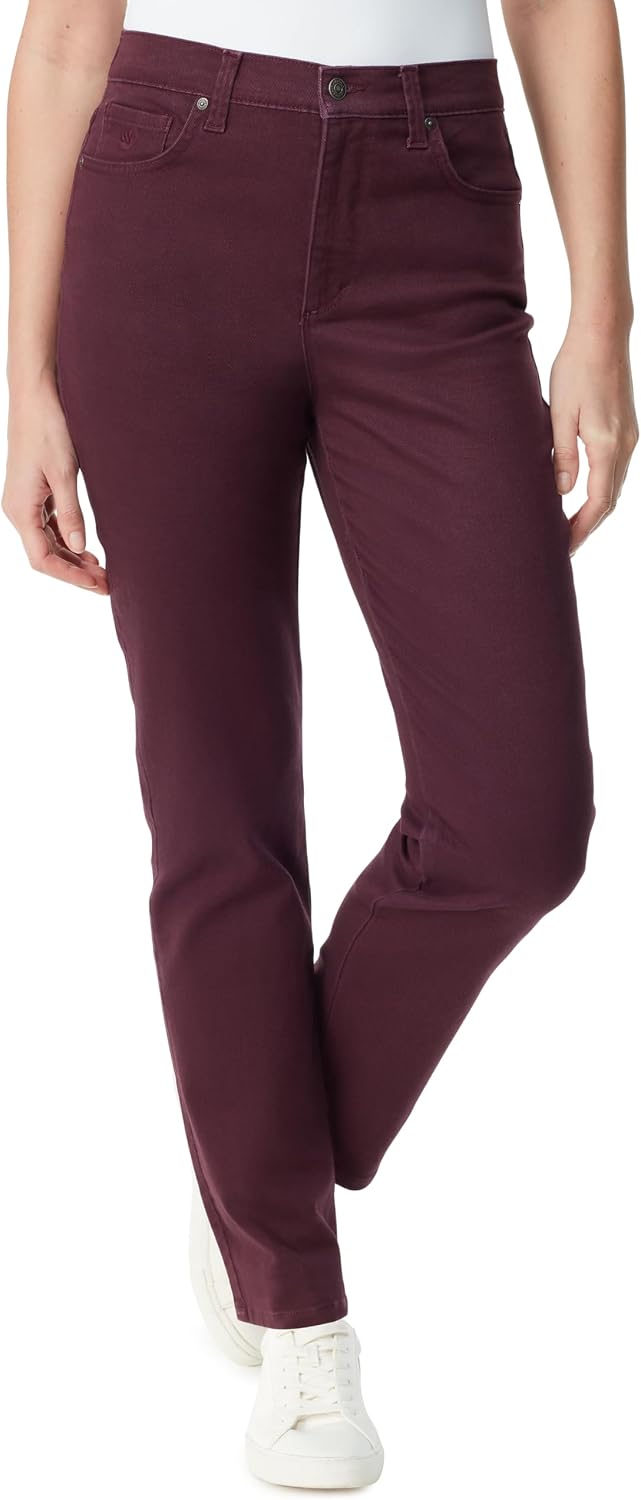 Gloria Vanderbilt Amanda classic tapered jeans on a model, color option 74 of 88