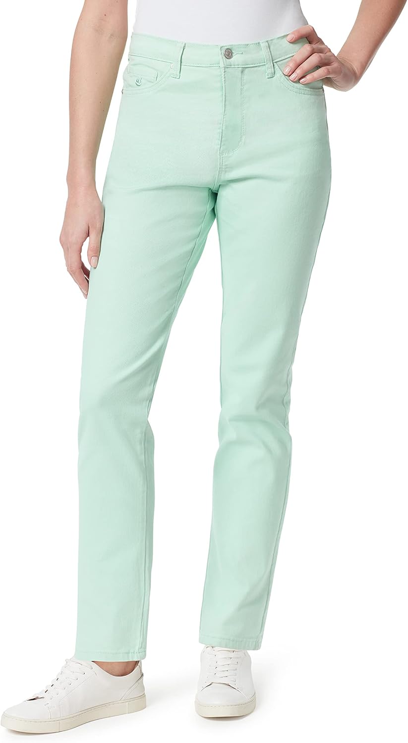 Gloria Vanderbilt Amanda classic tapered jeans on a model, color option 51 of 88