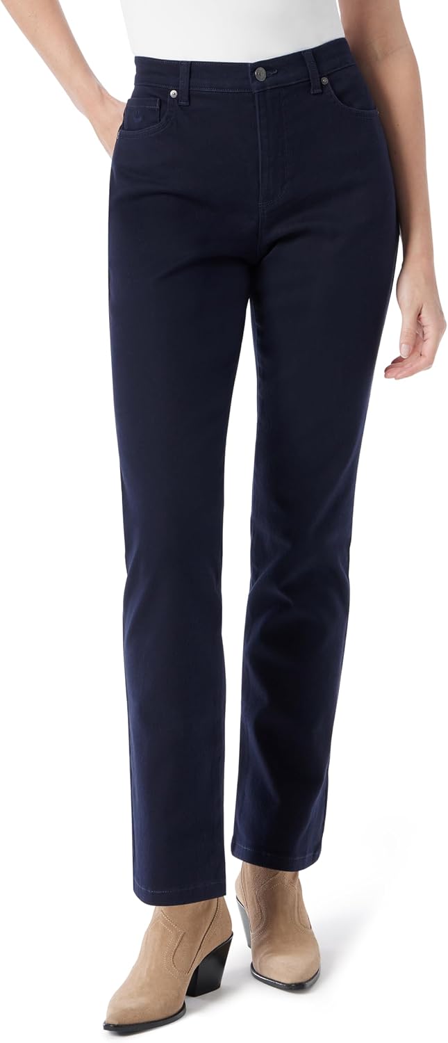 Gloria Vanderbilt Amanda classic tapered jeans on a model, color option 2 of 88