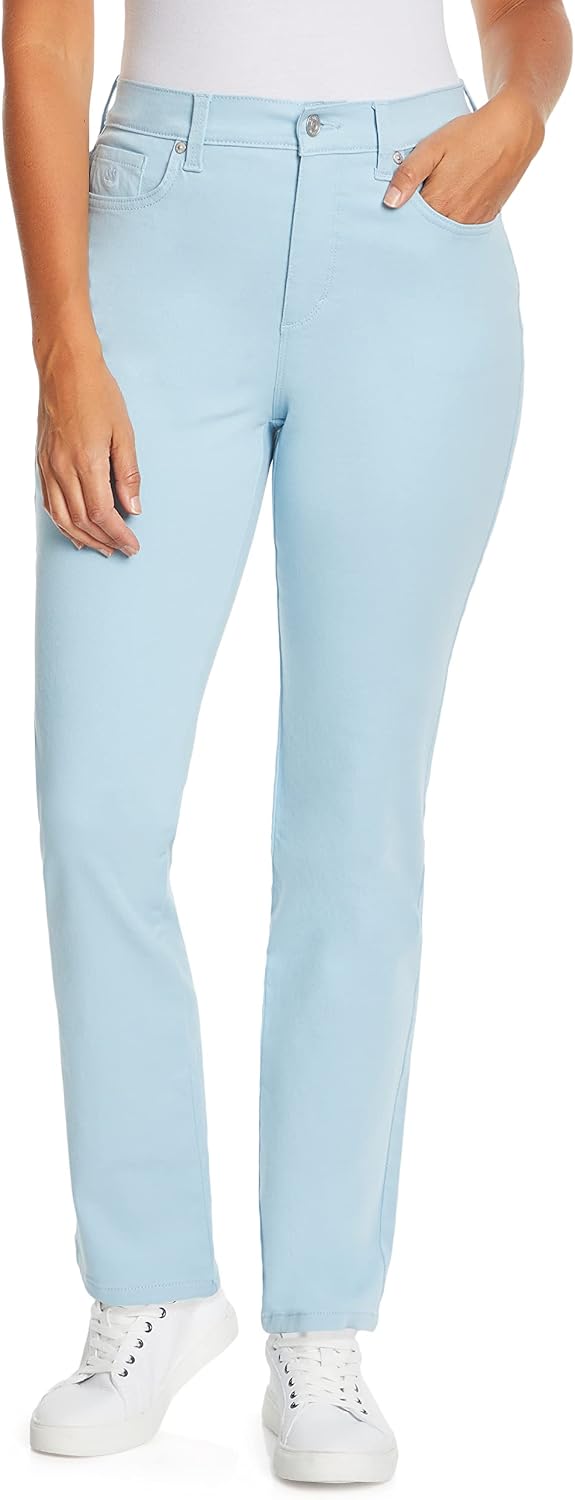 Gloria Vanderbilt Amanda classic tapered jeans on a model, color option 50 of 88