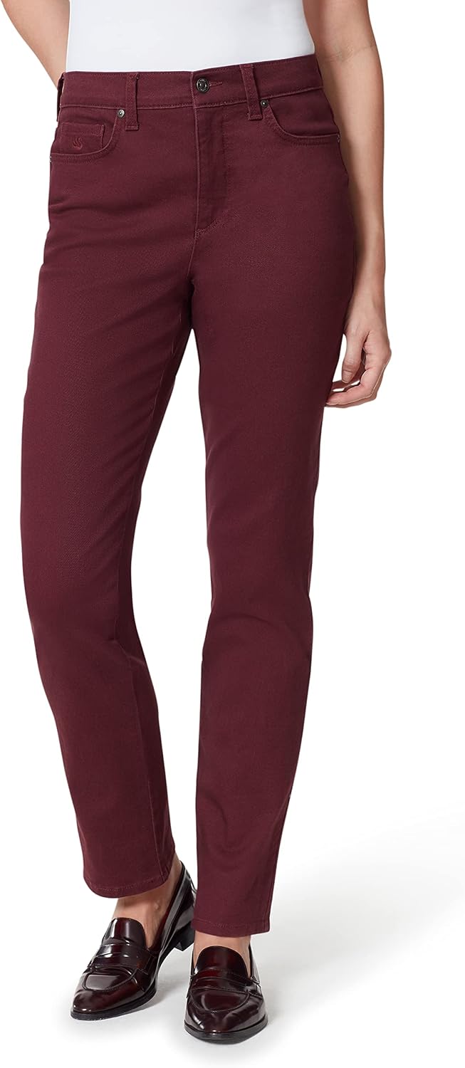 Gloria Vanderbilt Amanda classic tapered jeans on a model, color option 26 of 88