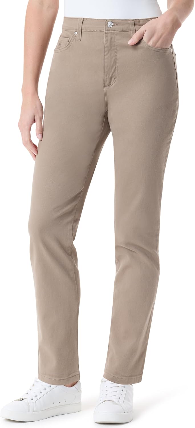 Gloria Vanderbilt Amanda classic tapered jeans on a model, color option 7 of 88