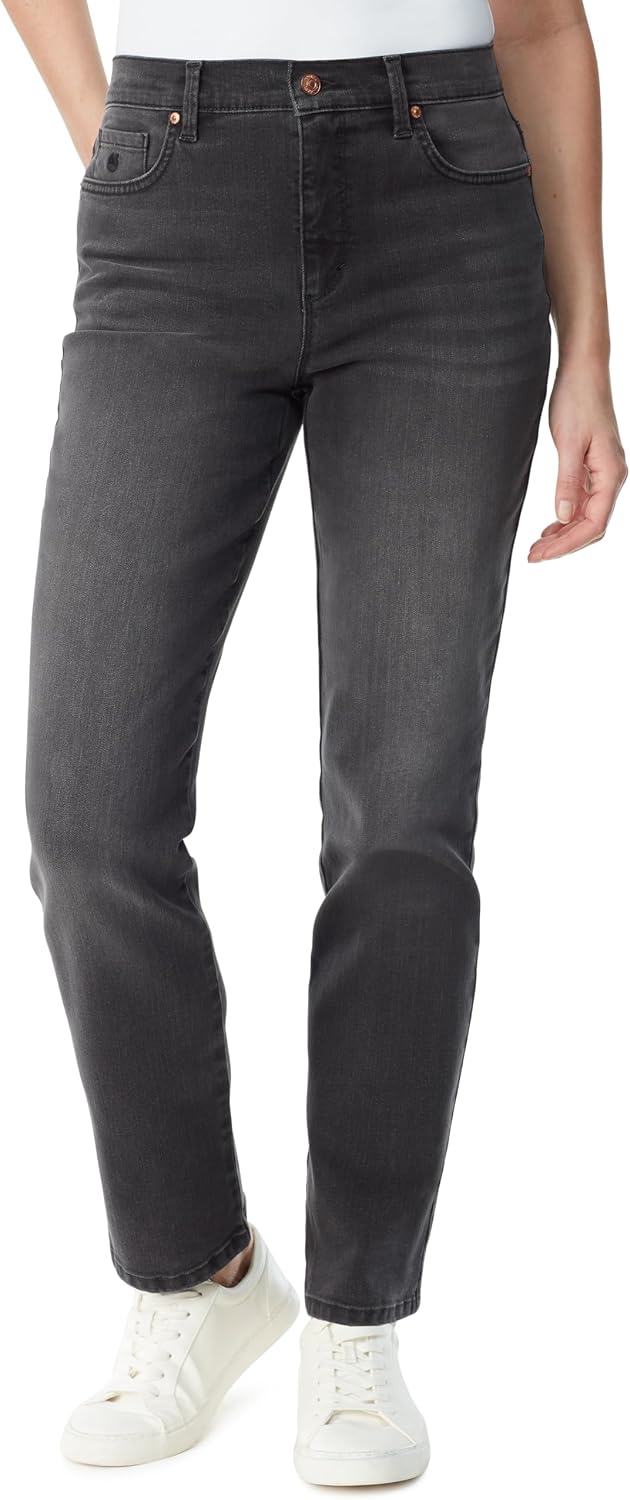 Gloria Vanderbilt Amanda classic tapered jeans on a model, color option 68 of 88
