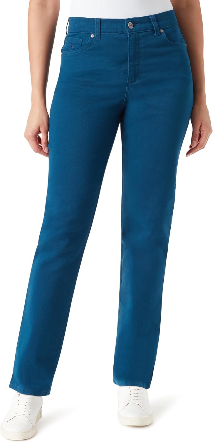 Gloria Vanderbilt Amanda classic tapered jeans on a model, color option 73 of 88