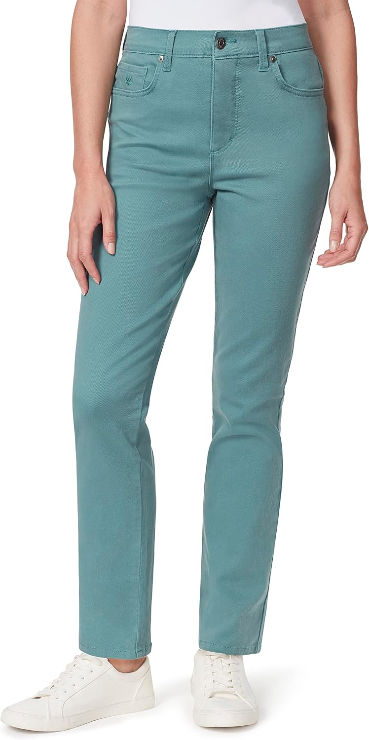 Gloria Vanderbilt Amanda classic tapered jeans on a model, color option 61 of 88
