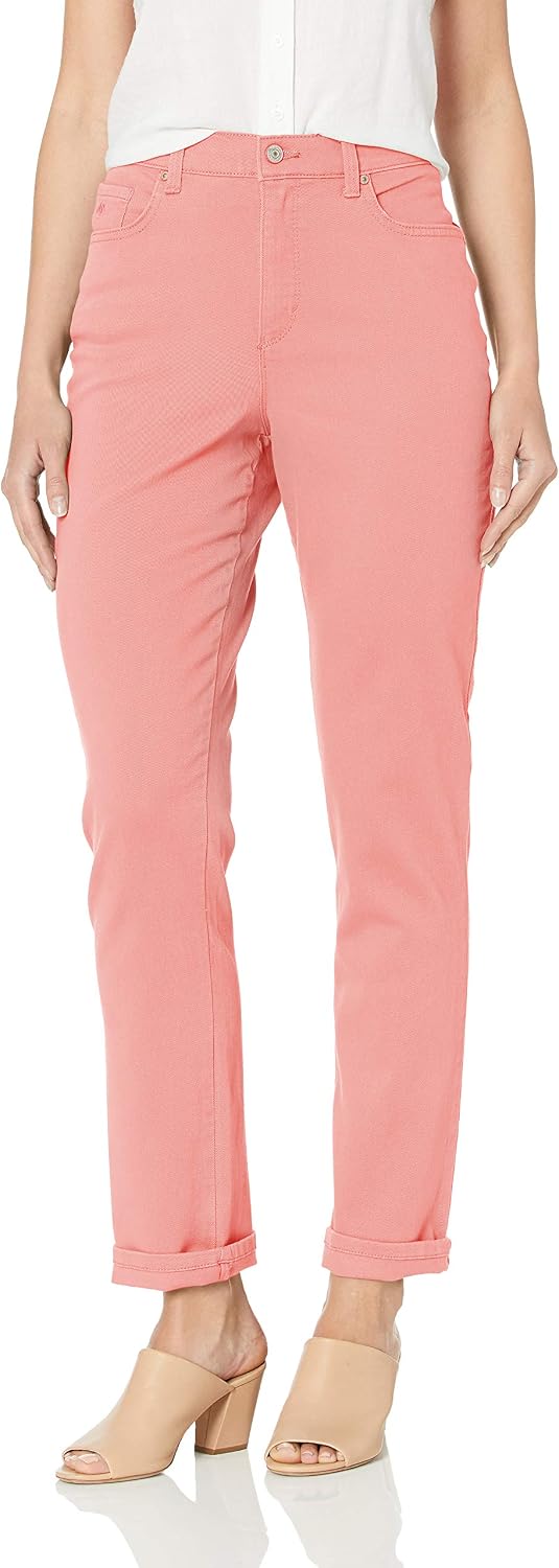 Gloria Vanderbilt Amanda classic tapered jeans on a model, color option 64 of 88