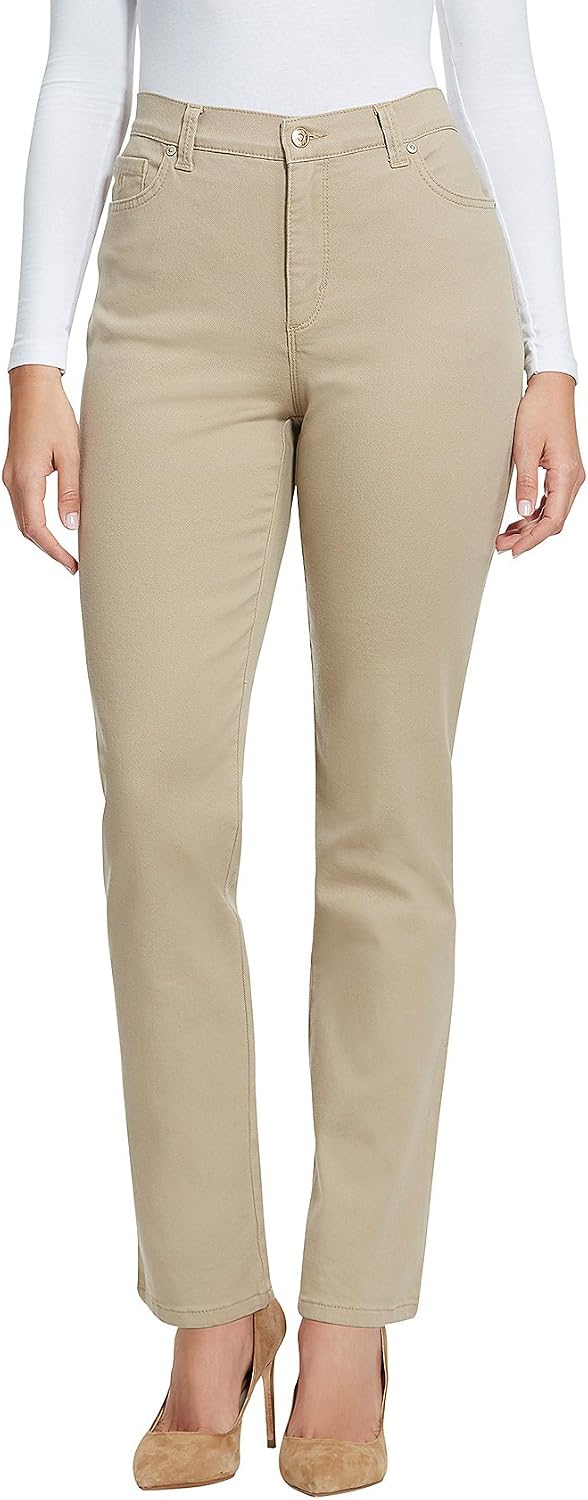 Gloria Vanderbilt Amanda classic tapered jeans on a model, color option 85 of 88
