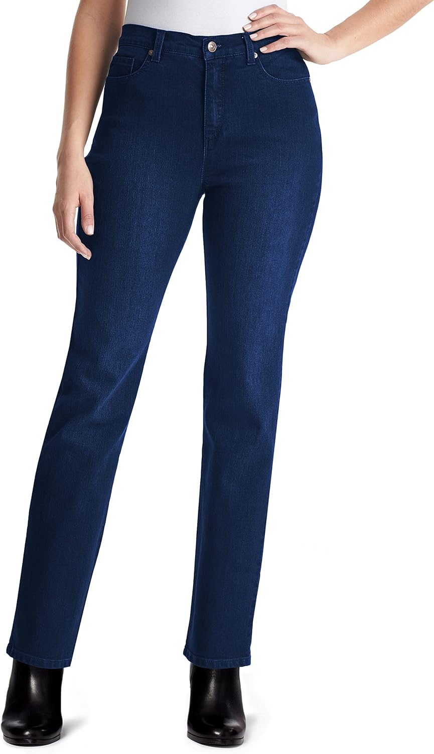 Gloria Vanderbilt Amanda classic tapered jeans on a model, color option 21 of 88