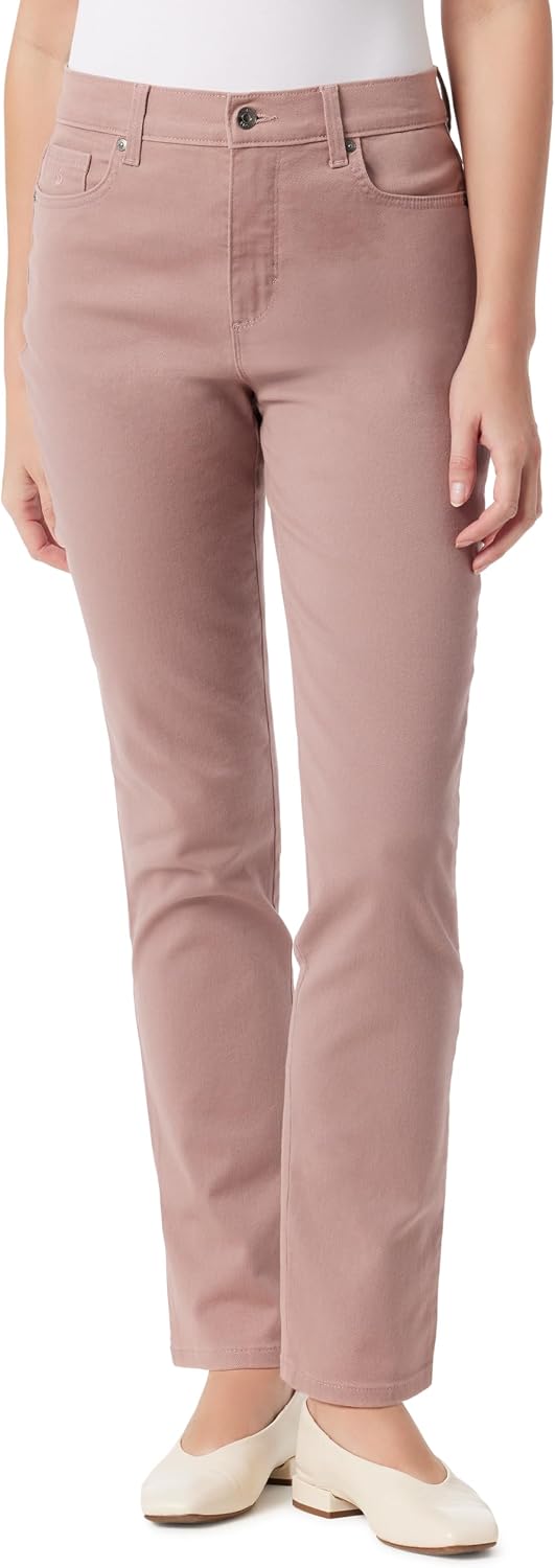 Gloria Vanderbilt Amanda classic tapered jeans on a model, color option 49 of 88