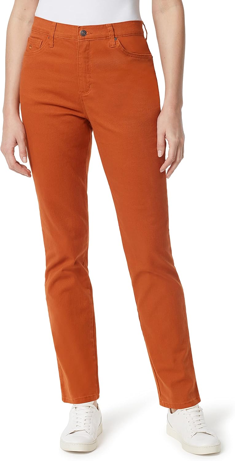 Gloria Vanderbilt Amanda classic tapered jeans on a model, color option 84 of 88