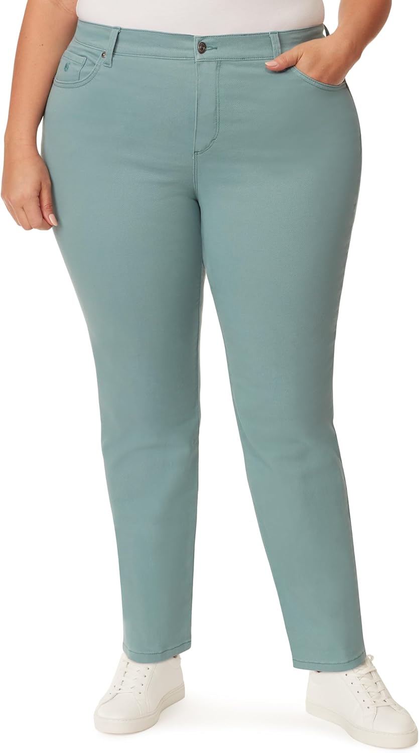 Gloria Vanderbilt Amanda classic tapered jeans on a model, color option 82 of 88