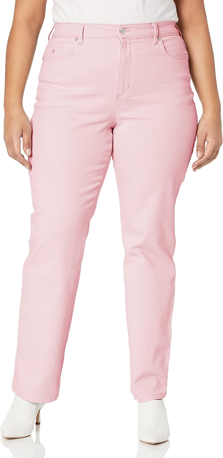 Gloria Vanderbilt Amanda classic tapered jeans on a model, color option 59 of 88