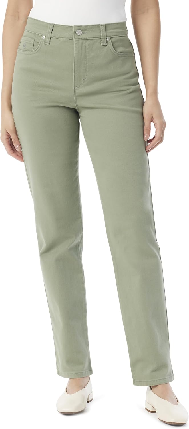 Gloria Vanderbilt Amanda classic tapered jeans on a model, color option 19 of 88