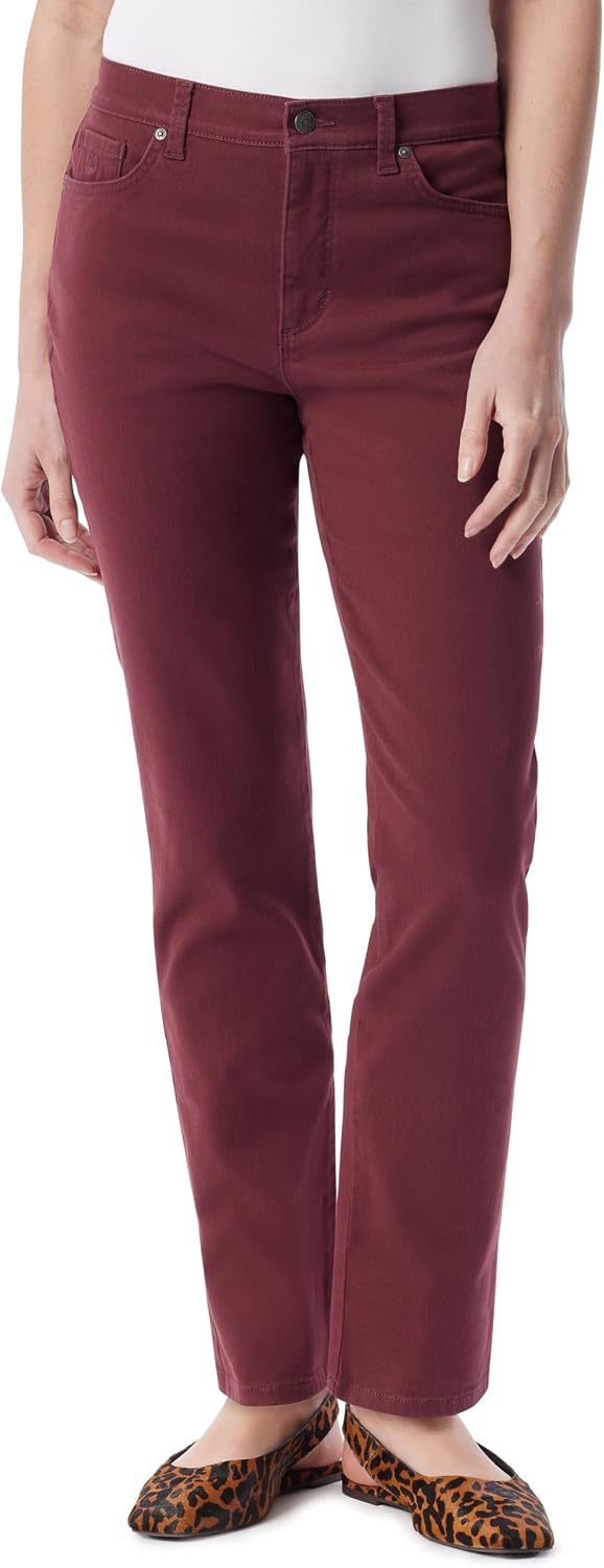Gloria Vanderbilt Amanda classic tapered jeans on a model, color option 17 of 88