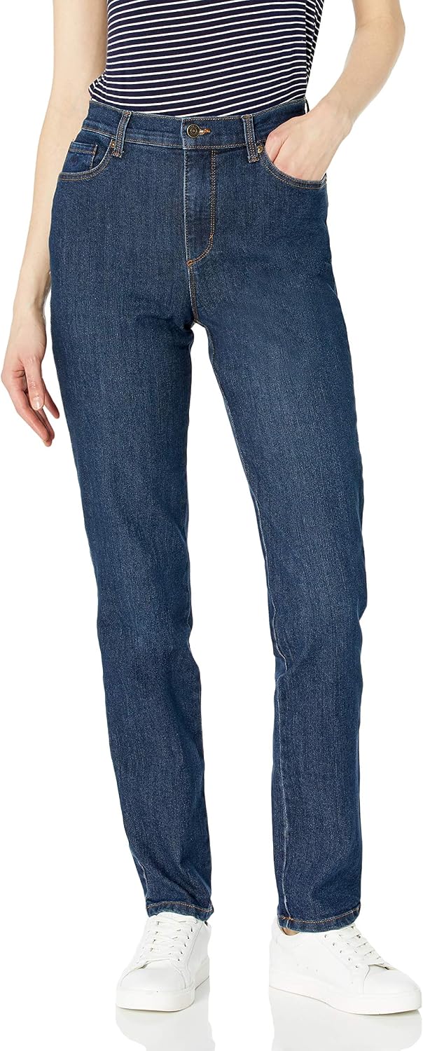 Gloria Vanderbilt Amanda classic tapered jeans on a model, color option 22 of 88