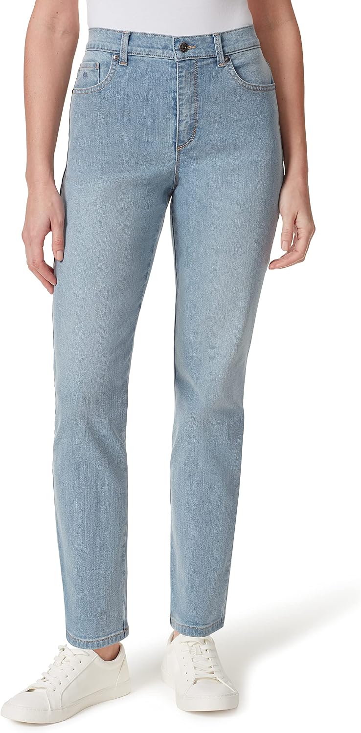 Gloria Vanderbilt Amanda classic tapered jeans on a model, color option 8 of 88