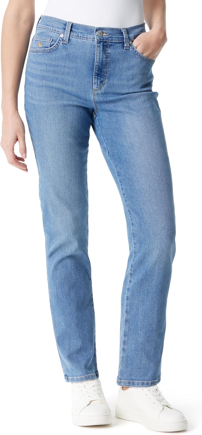 Gloria Vanderbilt Amanda classic tapered jeans on a model, color option 13 of 88