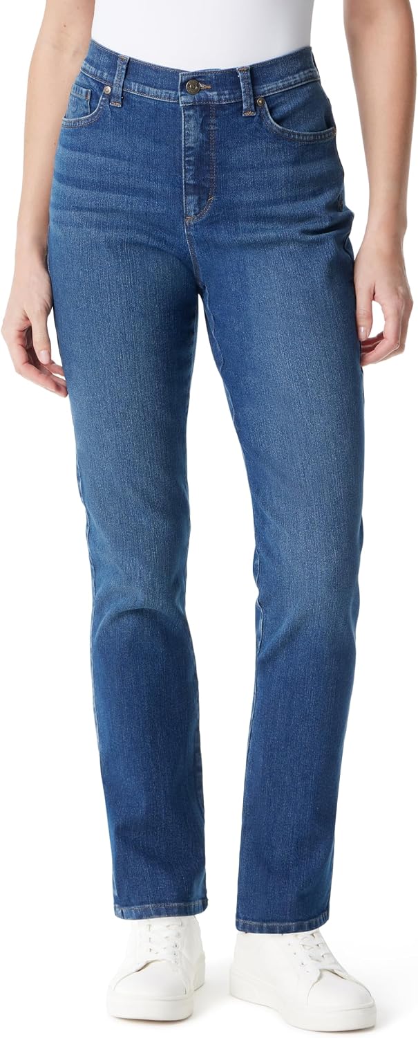 Gloria Vanderbilt Amanda classic tapered jeans on a model, color option 29 of 88