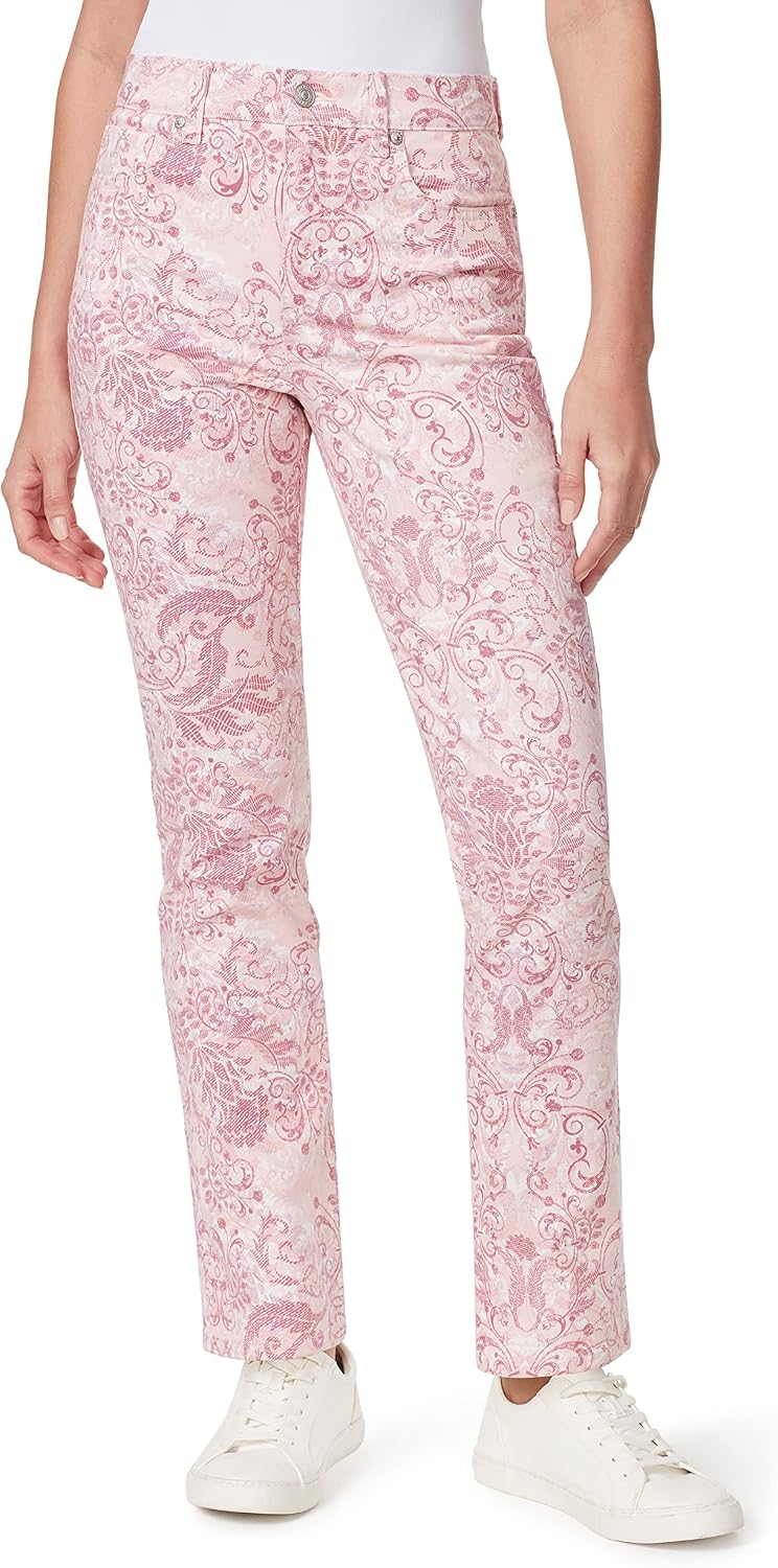 Gloria Vanderbilt Amanda classic tapered jeans on a model, color option 42 of 88