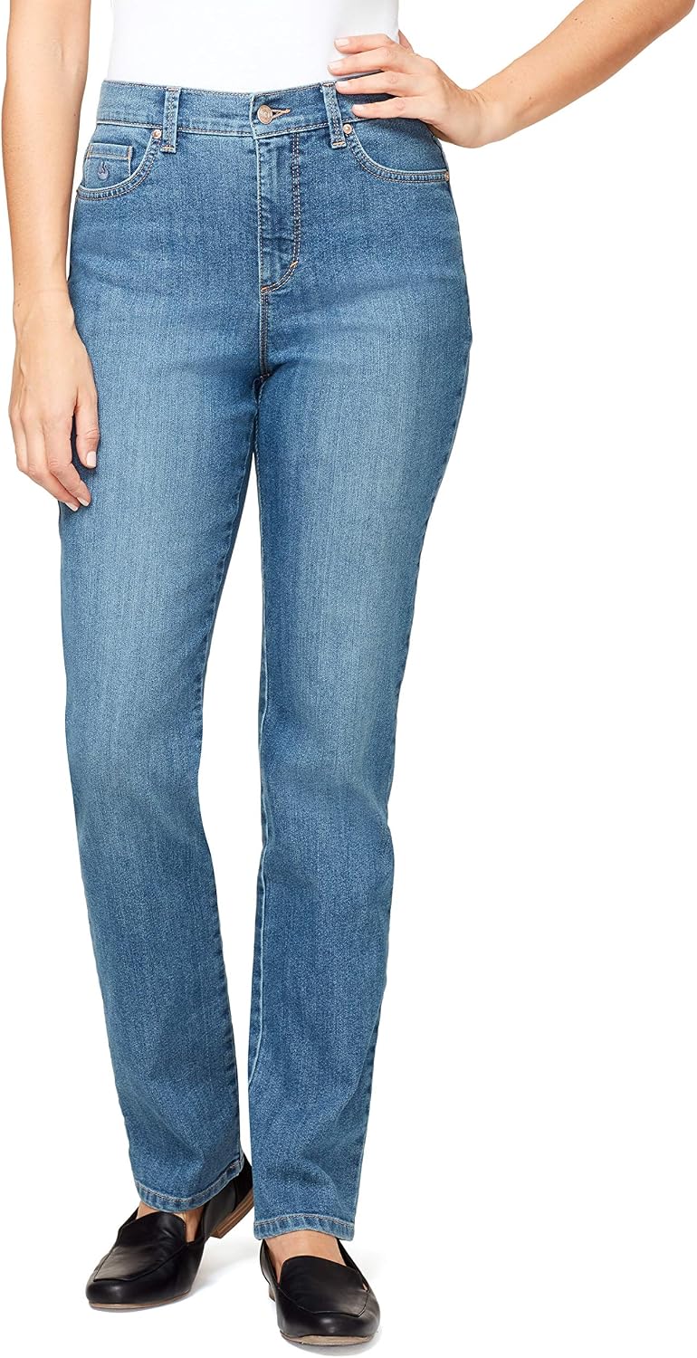 Gloria Vanderbilt Amanda classic tapered jeans on a model, color option 35 of 88
