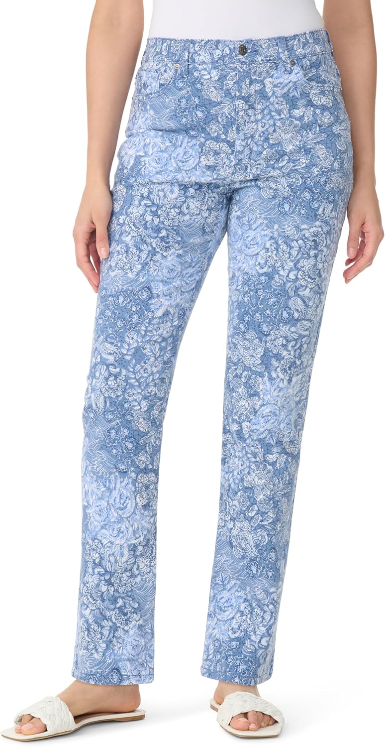 Gloria Vanderbilt Amanda classic tapered jeans on a model, color option 1 of 88